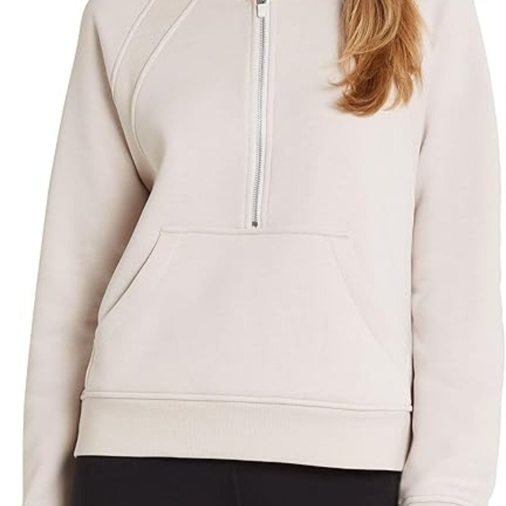 Danskin Women Plus Size 3X Mixed Rib Half Zip Tan Hoodie Sweatshirt NWT